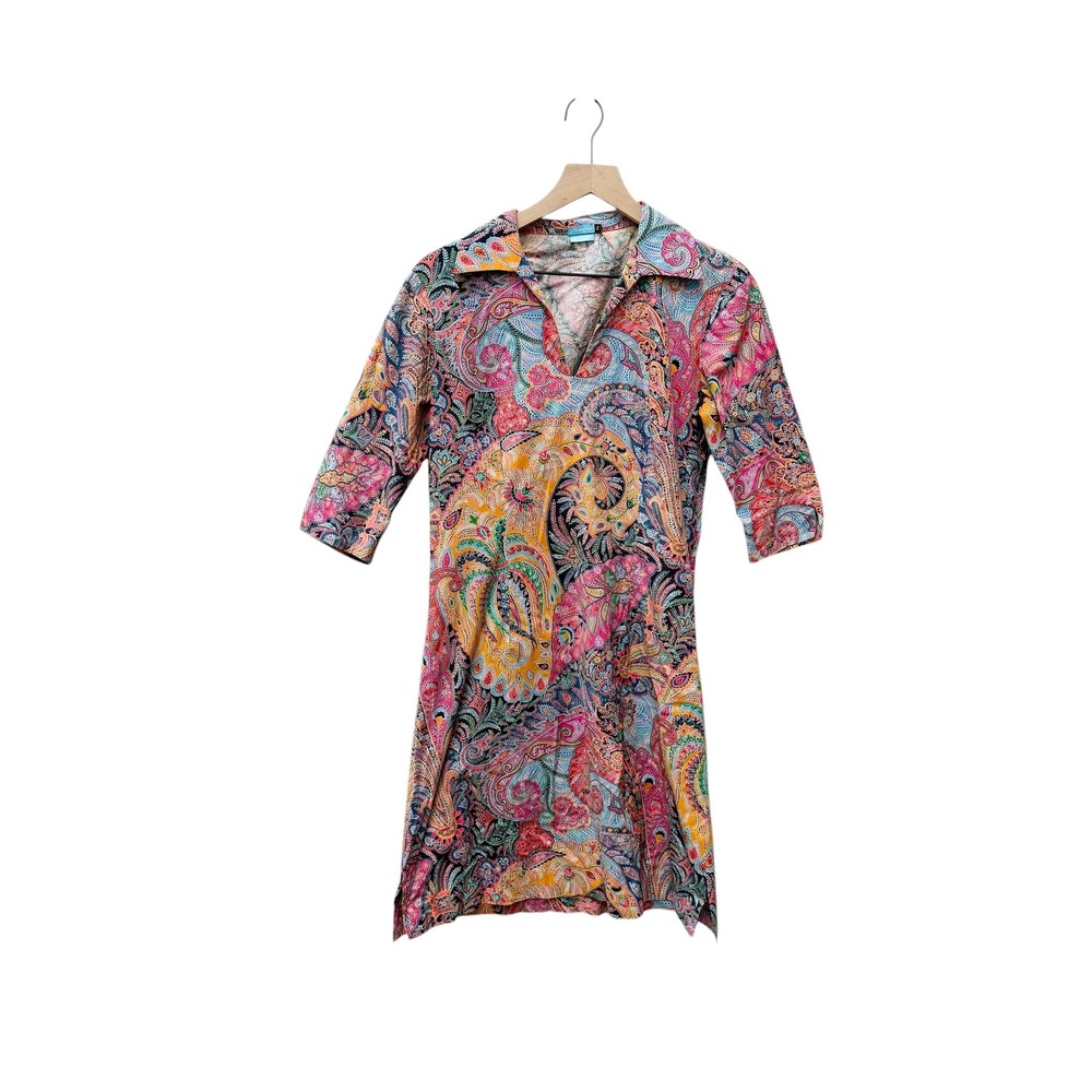 J.McLaughlin Paisley‎ Print 3/4 Sleeve Dress Colorful Mini Women's Size 2